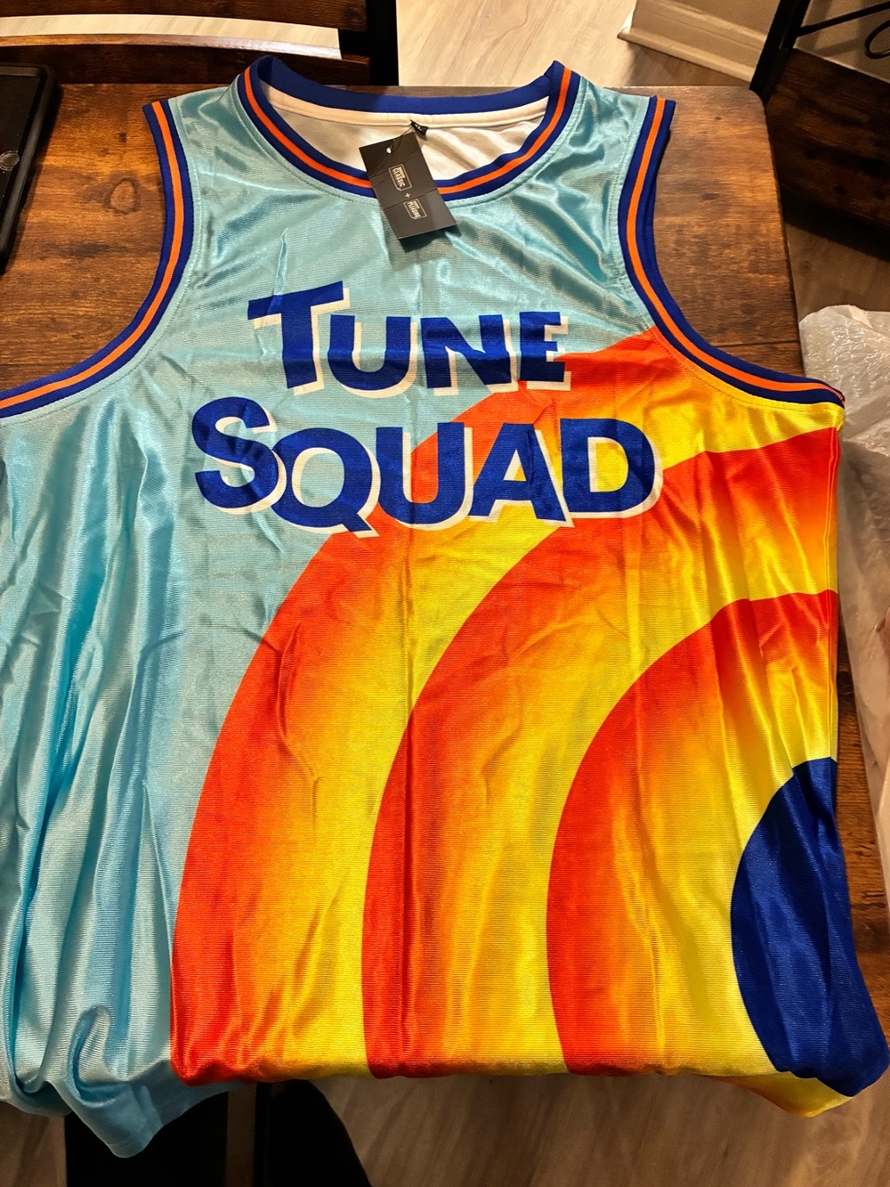 Tune Squad Basketball Jersey - Bright Blue, Yellow & Orange
